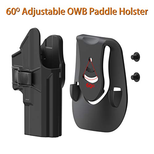 M&P Shield 9mm Holster, OWB Paddle Holster fit 3.1" Barrel Smith & Wesson M&P Shield Plus 9mm/40, M&P 9mm/40 Shield 2.0, Adjustable Cant Gun Holster with Fast Release - Right Handed