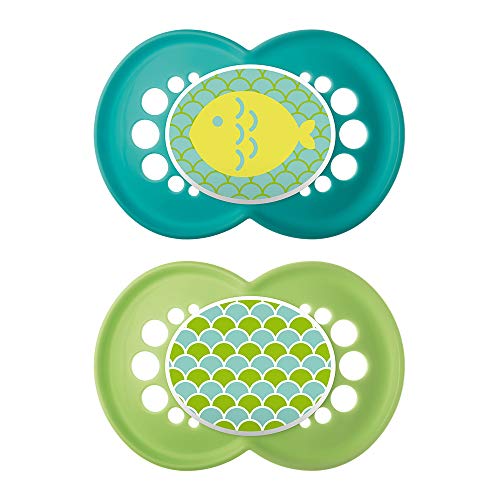 MAM Trends Pacifier (2 pack, 1 Sterilizing Pacifier Case), Pacifiers 6 Plus Months, Unisex Baby Pacifiers, Best Pacifiers for Breastfed Babies, Sterilizing Storage Case