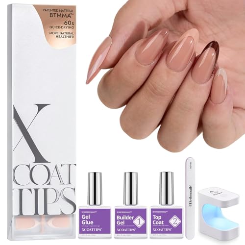 BTArtboxnails XCOATTIPS Press on Nails Almond - Skin Tones French