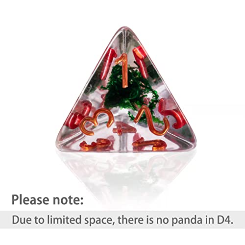 Image of Cusdie 7-Die Dice DND, Polyhedral Dice Set Filled with Animal, for Role Playing Game Dungeons and Dragons D&D Dice MTG Pathfinder (Panda w /Bamboo)