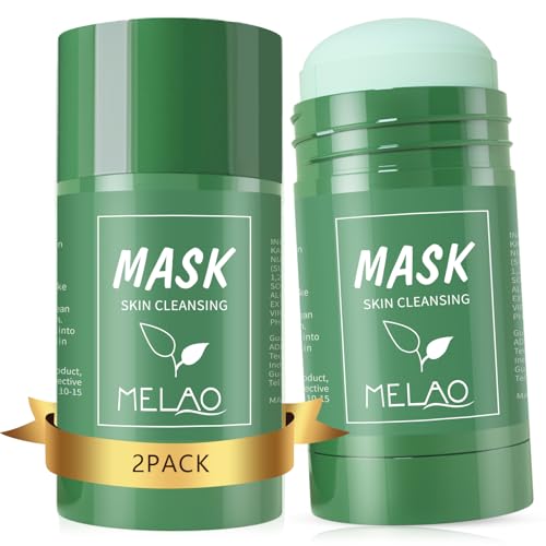 Pack de 2 mascarillas de arcilla verde para la cara, mascarilla de limpieza profunda sin poros, removedor de puntos negros con extracto de té verde, limpieza profunda de poros, hidratante y control de