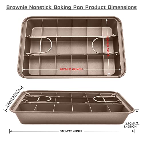Mysenlan Brownie Pan With Dividers，Nonstick Carbon Steel Baking Loaf Pan Baking Pan Baking Pan，18 Pre-Cut Square Molds For Brownie Bite, Cake, Fudges And Chocolate #TOP5