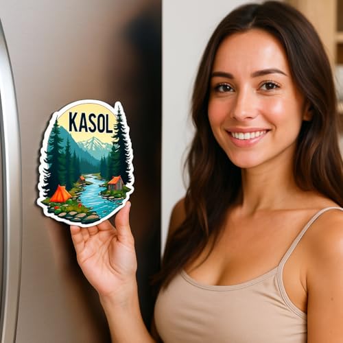 Image of Naxon Kasol Theme Souvenir Wooden Fridge Magnet for Refrigerator - Printed Fridge Magnet for Kitchen & Home Decor | Perfect Souvenir Gift | Size 3x3 in | Pack of 1