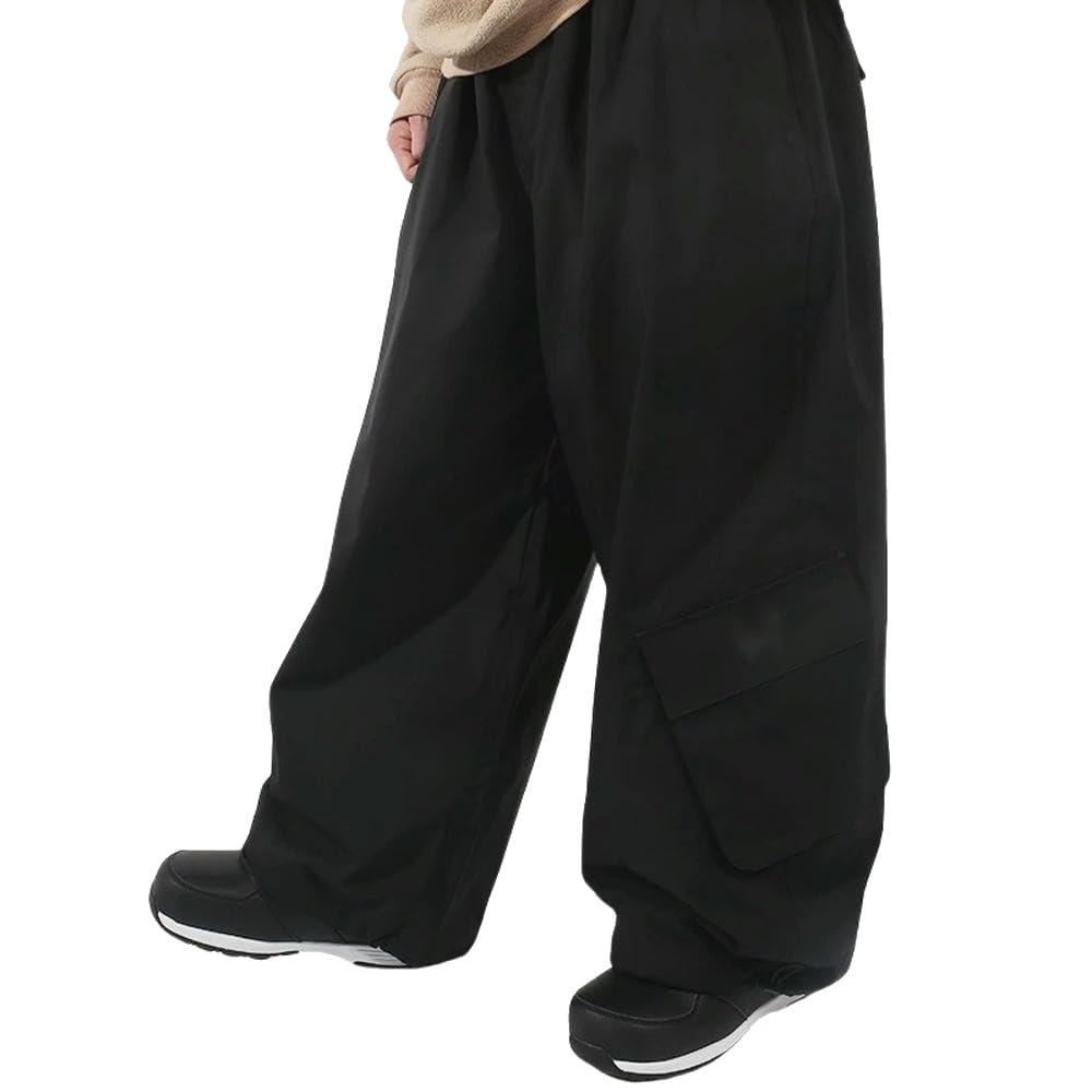 DYRBF Pantaloni da sci da uomo super larghi stile hip hop neve outdoor antivento traspirante pantaloni sportivi grande tasca invernale