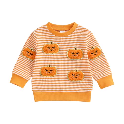 ZAXARRA Toddler Boy Fall Winter Tops Long Sleeve Round Neck Stripe Waffle Sweatshirt Pullover Baby Casual Tops Clothes