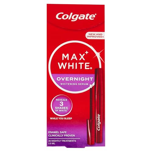 COLGATE- Max White Sérum blancheur nuit 2,5 ml - 35 utilisations- Doux pour l’émail- Facile d’utilisation -Blanchit les dents pendant votre sommeil