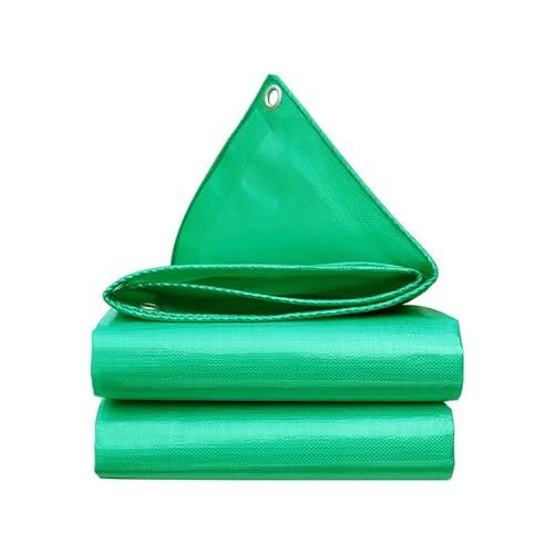 Lona de protección 170 x 390 cm verde con ojales para automóviles 2