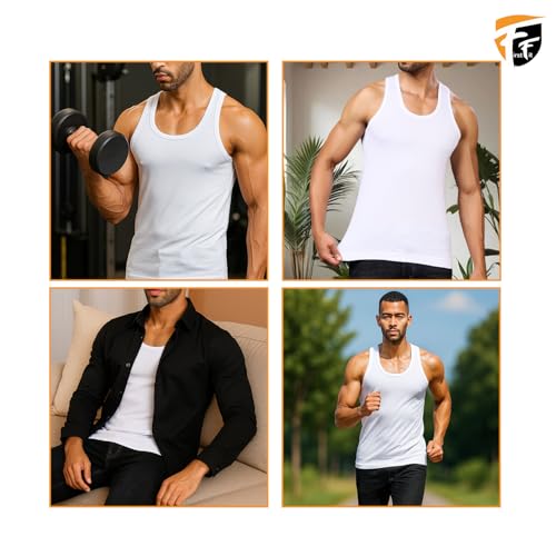 Image of FirstFit Premium Men Vest White Cotton Vest - Men Baniyan