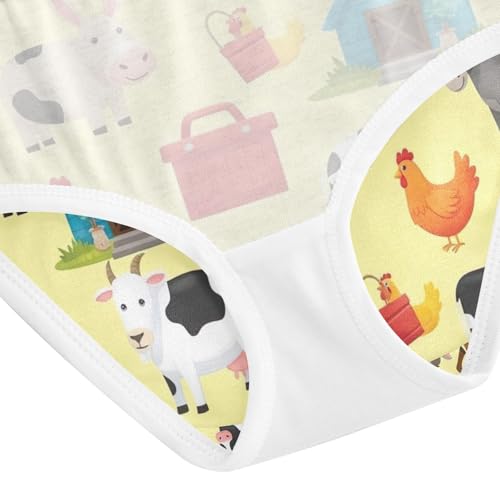 Toddler Girl Panties, Cartoon Farm Animals Horses Girls Underwear Cotton, 2T–8 Years4