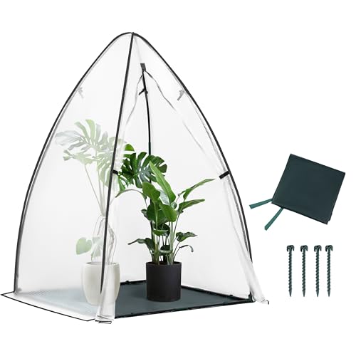 WOLTU Foliengewächshaus Pflanzen-Schutz-Zelt gegen Kälte halbdurchsichtiges Tomatengewächshaus für Winterchutz stabil für Balkon/Garten 120x180 cm dunkelgrünes Frostschutzgewebe