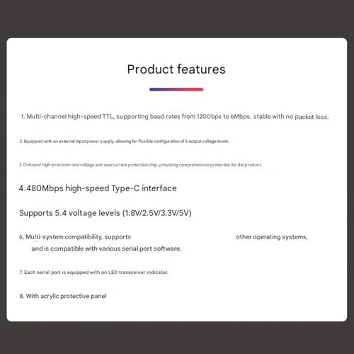 Carte d'extension USB vers UART 16 canaux multi-tension avec interface Type-C compacte