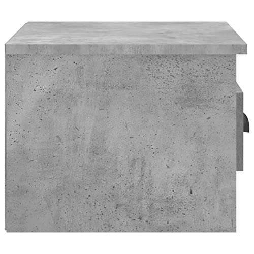 Table de chevet murale grise en béton avec tiroir de rangement suspendu