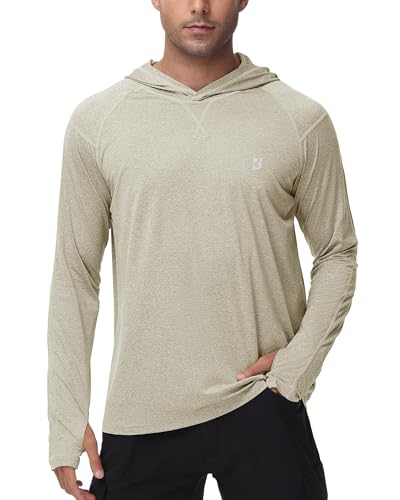 Roadbox Mens UPF 50+ Fishing Shirts, Long Sleeve UV Sun Hoodie, Hiking Running Swim Athletic Workout Shirt