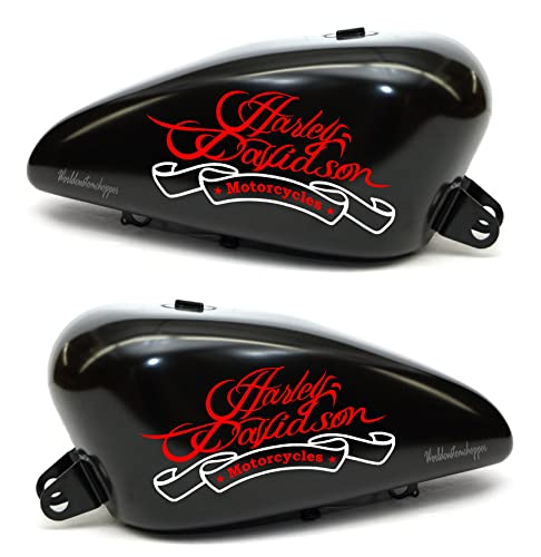 Autocollants de réservoir Worldcustom rouge blanc pour moto custom Harley Davidson 8L