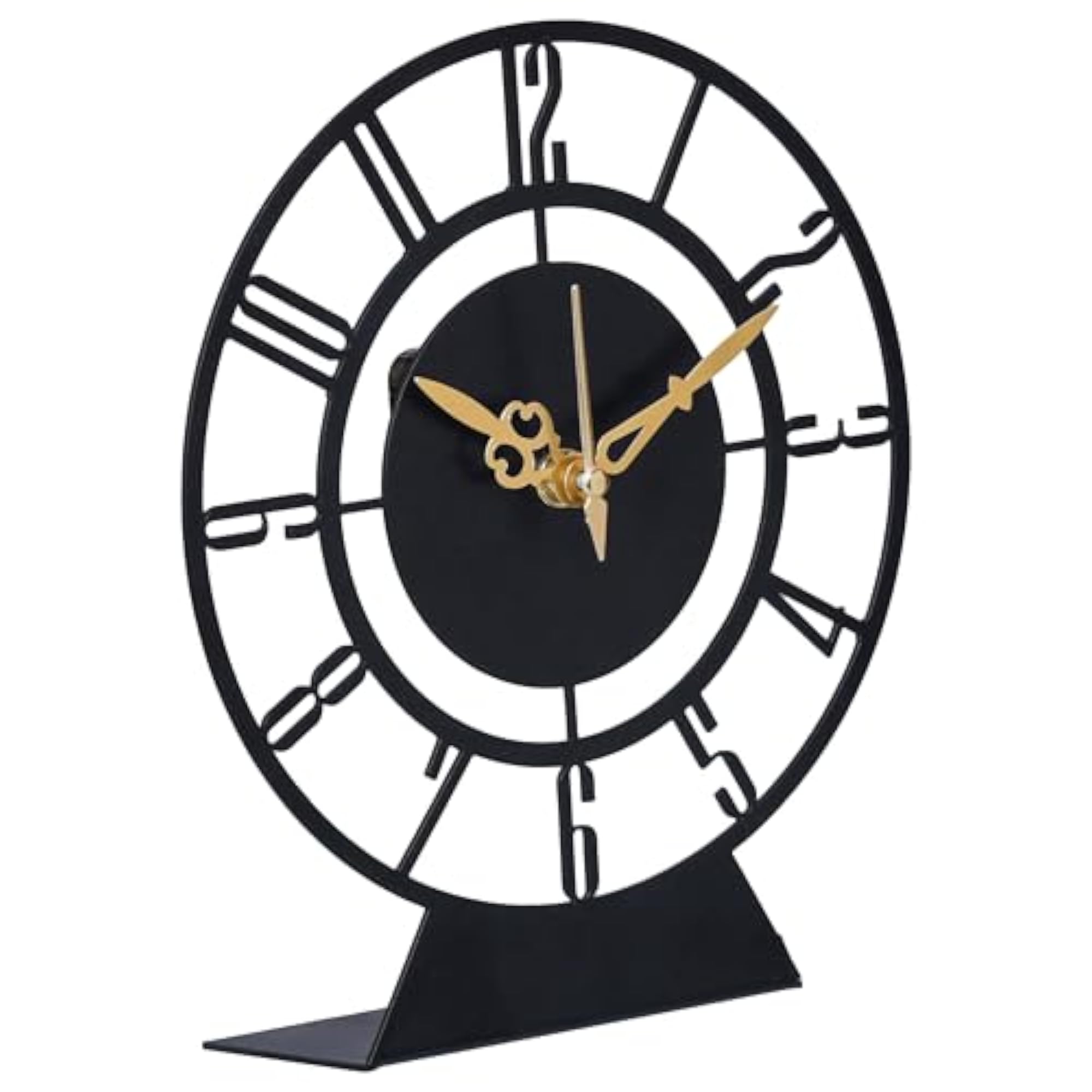 Designer Metal Table Clock, Matte Black Finish