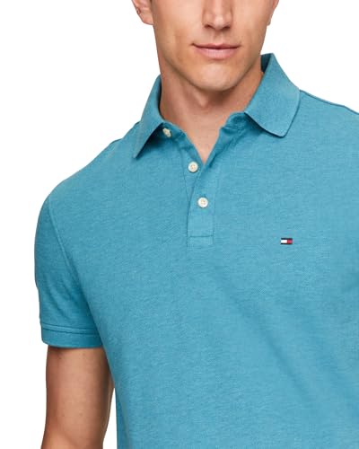 Image of Tommy Hilfiger Men's Short Sleeve Polo Shirts in Slim Fit with Stretch and Organic Pique Cotton
