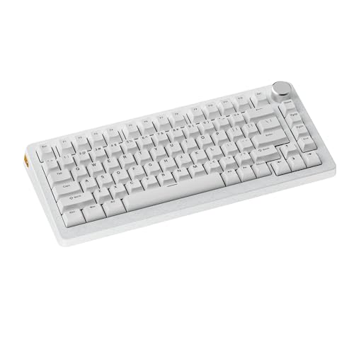 Image of DrunkDeer A75 Pro Rapid Trigger Mechanical Gaming Keyboard HE Hall Effect Silent Magnetic Switch Adjustable Actuation PBT Keycap Cherry Profile RGB 75% 82 Keys ANSI Wired with Knob, White