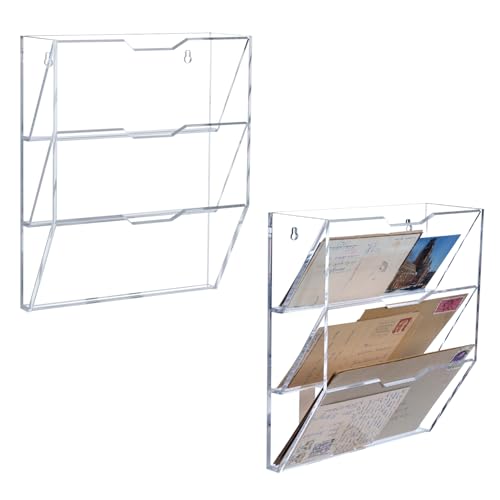 MyGift Wall Mounted 3 Tier Clear Premium Acrylic Letter Rack Mail...