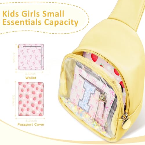Image of COSHAYSOO Personalized Christmas Birthday Gifts Burr Basket Stuffers for Girls Yellow Purse Sling Bag Crossbody Girl Cute Funny Cool Mini Travel Fashion Accessories Monogrammed Initial Letter I