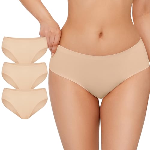 Popilush Seamless Underwear for Women - No Show Bikini Underwear Low Rise Breathable Hipster Panties...