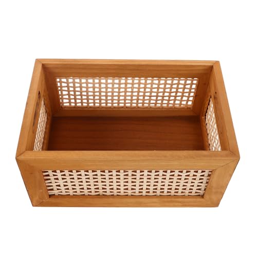 Panier de rangement rectangulaire en bois rustique Operitacx pour bureau - 2