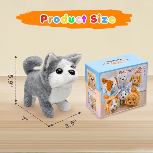 KSABVAIA Plush Husky Toy Puppy Electronic Interactive Dog - Walking, Barking, Tail Wagging, Stretching Companion Animal for Kids Toddlers - Thumbnail 6
