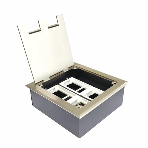 Image of MX 10 Module Floor Pop Up Box - Stainless Steel Flush Mounting 45 Series Modules, 90 Top Cover, Concrete Floor Installation Silver - Open type Floor Boxes
