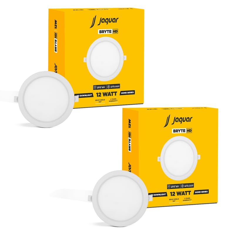 Image of Jaquar 12W Bryte Slim Downlight Warm White with Aluminum Housing-Built-in Driver | High Lumens | Slim Design | 2-Year Warranty | Easy and Quick Installation | Pack of 2