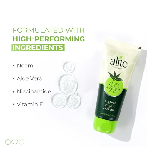 Image of Alite Neem & Aloe Vera Face Wash | Purify, Hydrate & Defend Against Acne | Gentle, Effective & Dermatologically Tested (Pack of 3,70g Each)