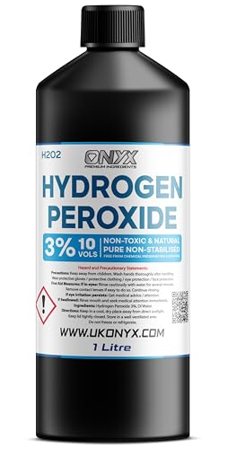 1 Litre (1000ml) ONYX Hydrogen Peroxide - Purest Grade 3% - Unstabilized and Additive Free, Multi-Purpose Cleaner/Mold remover - Food Grade - 10 Vols