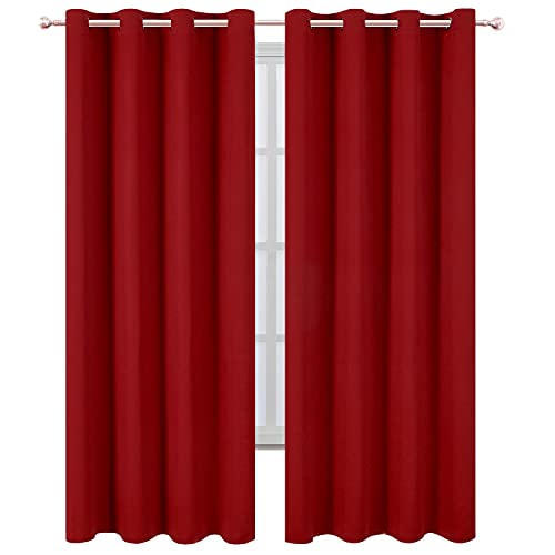 Image of LEMOMO Red Thermal Blackout Curtains /52 x 108 Inch /Set of 2 Panels Room Darkening Curtains for Bedroom