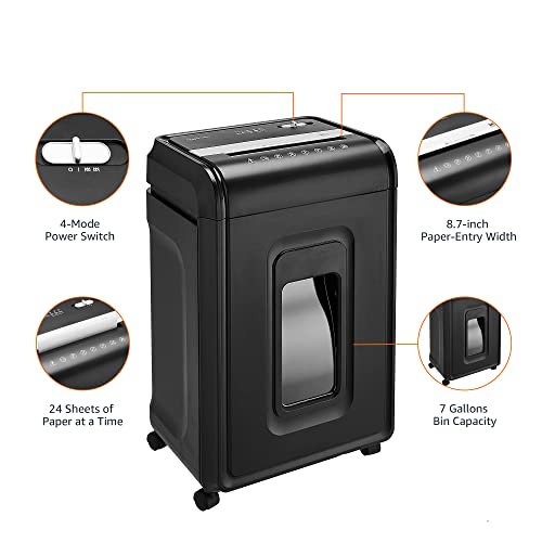 Amazon Basics 24-Sheet Cross-Cut Paper, CD and Credit Card Home Office Shredder with Pullout Basket image 3