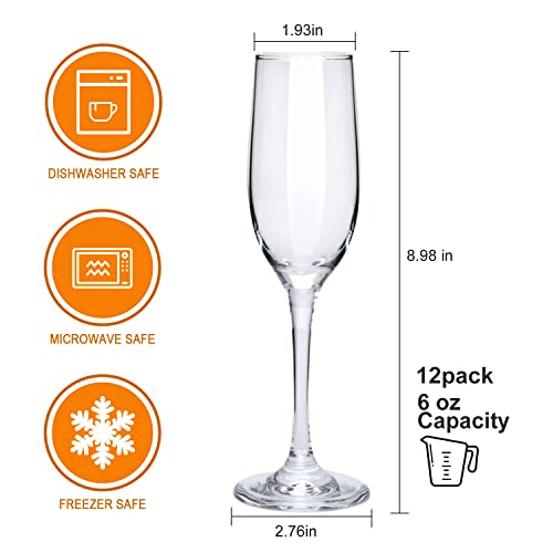 Cadamada 6 Oz Champagne Glasses, Champagne Flutes Set Of 12, For Champagne, Wine, High-End Banquets, Parties, Bars, Weddings, Gifts (12Pcs) #TOP1