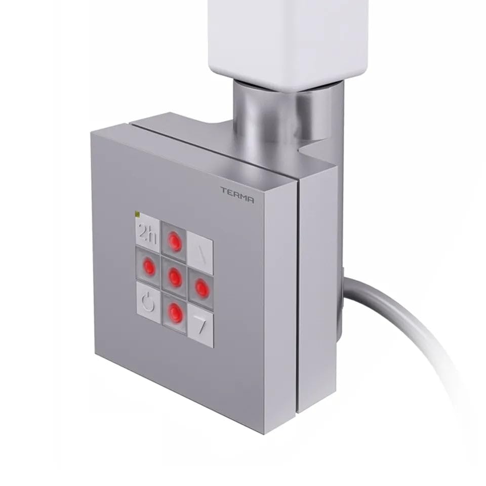 Digitaler Thermostat Regler KTX2 Silber – Temperaturregler für Badheizkörper – Elektronische Heizungssteuerung mit LED-Display – Für Heizstab & Handtuchheizkörper