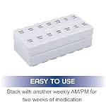 Remind N' Time Weekly (7-Day) AM/PM Pill Organizer, Large Case, Clear Lids | Daily Medicine, Vitamin & Supplement Planner, 2 Times a Day Pop-Up Compartments, Arthritis & Travel-Friendly, BPA-Free