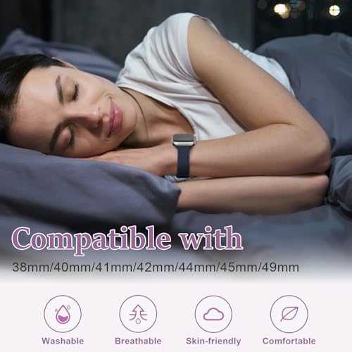 Image of Slim Braided Bands for Apple Watch Band 40mm 41mm 42mm 38mm 46mm 44mm 45mm 49mm Women,Stretchy Solo Loop Nylon Elastic Thin Narrow Skinny Strap for iWatch Ultra 3 SE 3 Series 11 10 9 8 7 6 5 4 3 2 1
