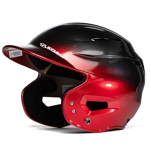 Boombah DEFCON Sleek Metallic Gloss Fade Batting Helmet NOSCAE Metallic Black/Metallic Red - Size Senior 7" - 7 3/4"