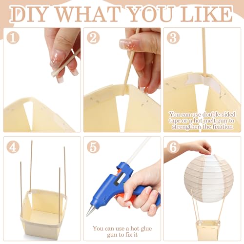 Image of Retisee 12 Sets Baby Shower Hot Air Balloon Table Centerpieces for DIY Hot Air Balloon Party Decors Gender Reveal First Birthday Centerpiece for Wedding Birthday(Nude Striped,9.84 Inches / 25 cm)
