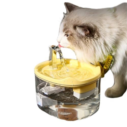 自動給水器 水飲み器 猫 給水器 ペット自動給水器 猫水飲み器 犬給水器 犬水飲み 蛇口式 1.5L 超静かな自動ペット用水飲み場 BPAフリー 透明 猫/中小犬用 節電 省エネルギー お手入れ簡単 複数のペット用 留守番 外出 旅行 ペット用品 (Yel
