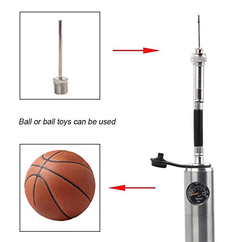 Fahrradpumpe MTB Fahrrad Minipumpe Fahrrad-bewegliche Luftpumpe mit Manometer Reife Kugel Inflator for AV/FV Aluminium CNC Schrader Presta-Ventil