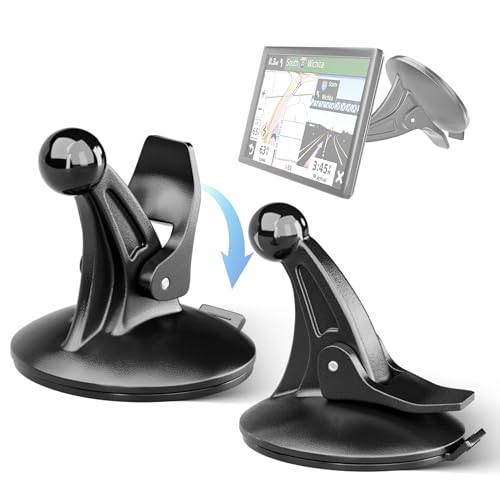 EWAY 2PCS GPS Car Holder Mount for Garmin Nuvi Windshield Dashboard with Strong Suction Cup, 17mm Swivel Ball Mounting Pattern Replacement for Garmin GPS Navigator Navigation Car Dash Mount Cup Holder