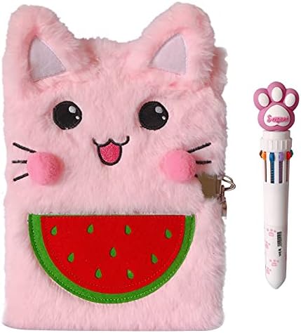 Luolizon Cat Diary for Girls with Lock and 2 Keys,Kids Journal Notebook Gift Set with Multicolored Pen, 80 Sweet Heart Lined Sheets