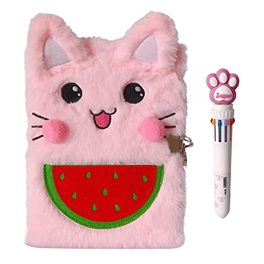 Luolizon Cat Diary for Girls with Lock and 2 Keys ,Kids Journal Notebook Gift Set with Multicolored Pen , 80 Sweet Heart Lined Sheets