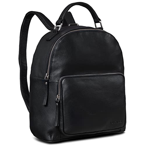 Sac à dos en cuir véritable vintage noir décontracté pour femme et homme