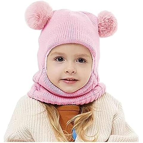 nvtuuer Children's Winter Beanie Hat Girls with Bobble Hat Baby Knitted Hat Ears Scarf Hat Boys Winter Warm Beanie Baby Hat (C, 2 Years - 7 Years) Cover