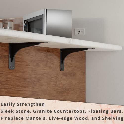 Starby Gladiator Series Solid Heavy Duty Welded 500 Lb Low Profile Granite Countertop Support Shelf Brackets Floating Shelf Discrete Slim 500 Lb Capacity (2 Pack) (7" X 11" X 2.5") #TOP4
