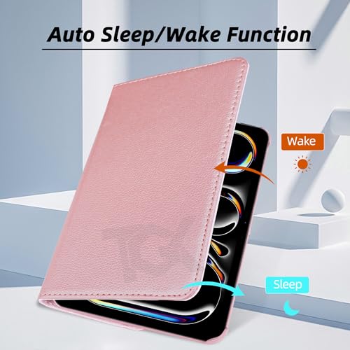 Image of TGK Rotating Case for iPad Pro 11 Inch M5 2025 /M4 2024 Model A3357 /A3358 /A3359 /A2836 /A2837 /A3006, Cover for 6th /5th Gen iPad Pro 11 inch (Rose Gold)