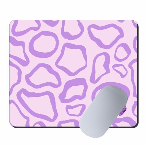 Image of Cute Purple Leopard Print Mouse Pad for Laptop & Computer | 9 x 7.5 Inch | 3mm Thick Non-Slip Rubber Base Mousepad | Smooth Surface for Office, Home & Gaming