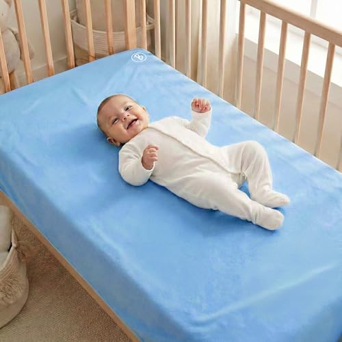Image of Btag Baby Waterproof, Super Soft Fast Drying Mattress Protector | Extra Absorbent, Anti-Itching Sheet for New Born,Toddler (Size 100x140 cm, Pack of 1, Cobalt)