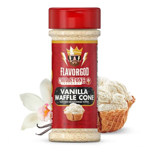 Cold Stone Creamery Ice Cream Seasoning Toppers by FlavorGod - Healthy Dessert Toppers - 0 Calories, 0 Sodium, Kosher, Made in USA - Try with Coffee, Yogurt, Ice Cream & Fruit - Vanilla Waffle Cone
